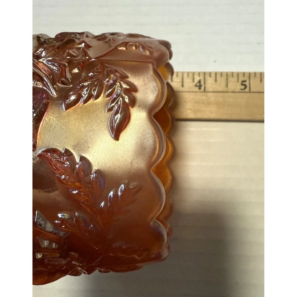 Vintage Dugan Marigold Carnival Glass - Wreath‎ of Roses - Small Bowl Cup Vase